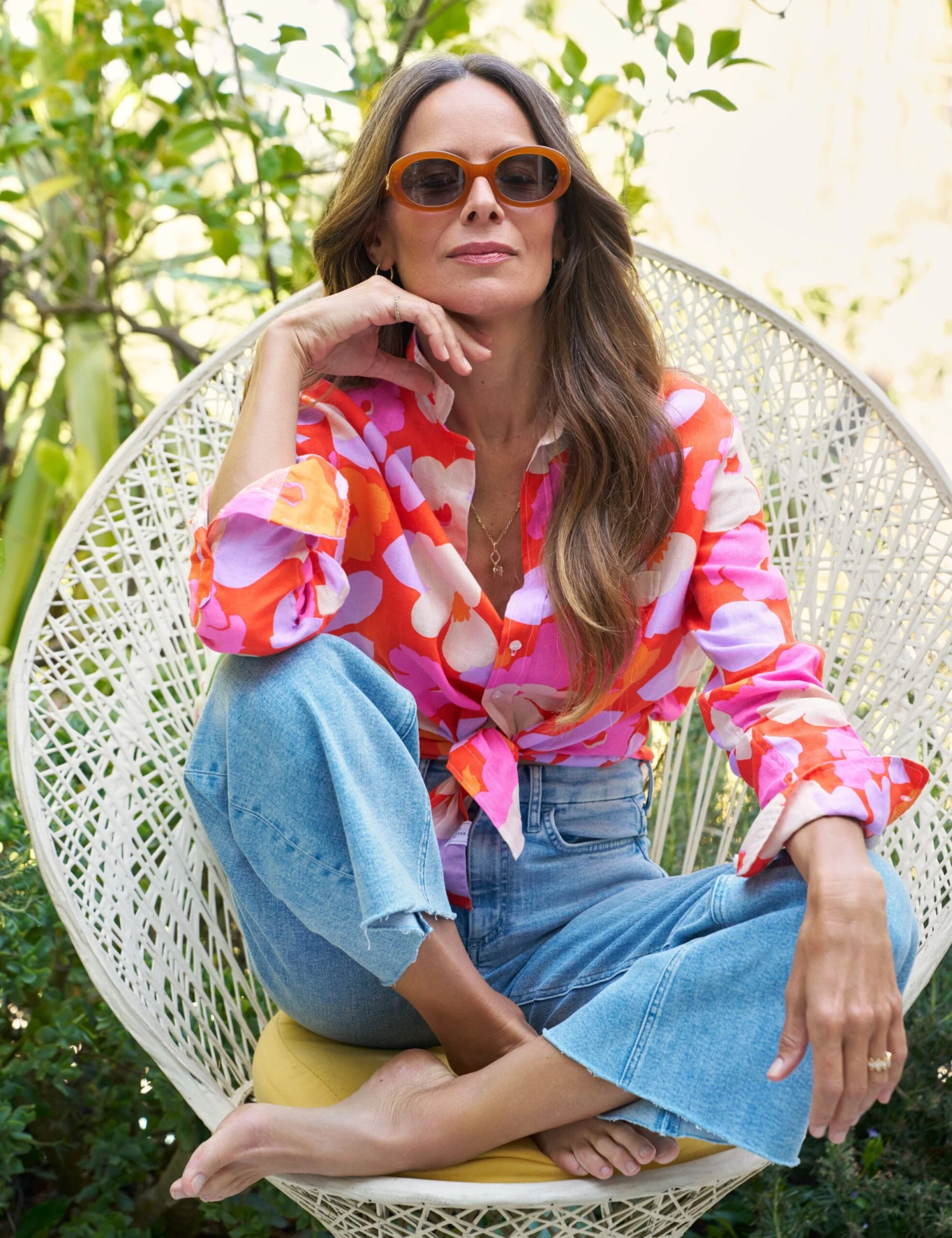 EILEEN Orange And Pink Floral, Italian Classic Linen 4 EILEEN Orange And Pink Floral, Italian Classic Linen - Image 4