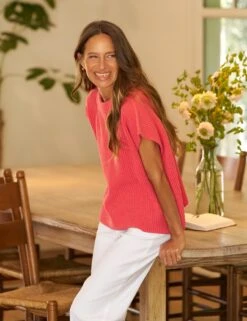 MONTECITO VEST Lobster, Pure Italian Cotton -Frank Eileen Fashion Store 18 SWEATER05 LBSK WEXFORD WTL SIMONE SP25 MAY 0532 sRGB