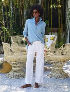 WEXFORD PATCH POCKET White, Italian Performance Linen -Frank Eileen Fashion Store 19 WEXFORDUT WTL EILEEN CBWD MILAN SU25 JUNE 0611 sRGB 1