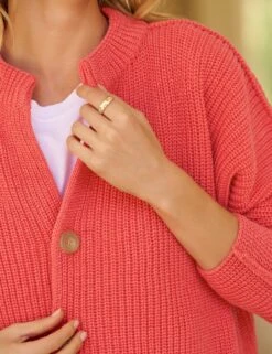 MONTECITO CARDIGAN Lobster, Pure Italian Cotton 6 MONTECITO CARDIGAN Lobster, Pure Italian Cotton -Frank Eileen Fashion Store 2 SWEATER04 LBSK LAB249HJ WHT WATERFORD 1968 NATHALIE SU25 MAY 0210 sRGB