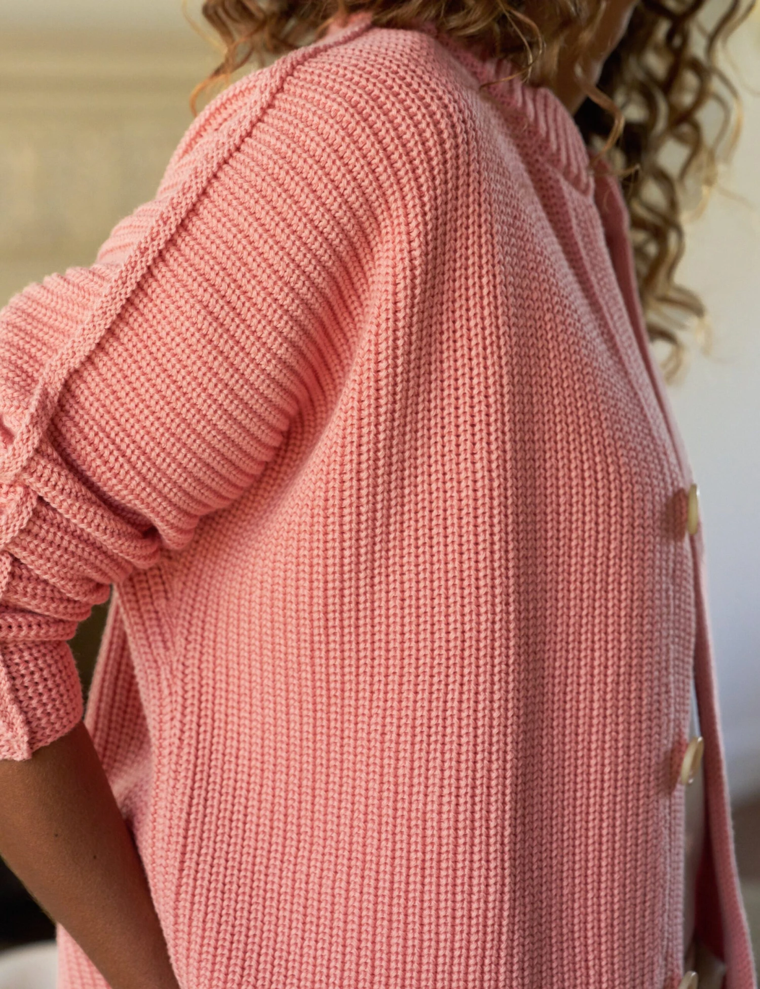 MONTECITO CARDIGAN Apricot, Pure Italian Cotton 2 MONTECITO CARDIGAN Apricot, Pure Italian Cotton - Image 2