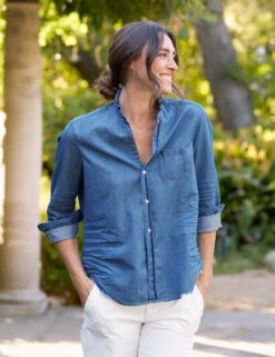 EILEEN RUFFLE Vintage Stonewashed Indigo, Famous Denim