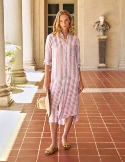 RORY Multi Pink And Green Stripe, Italian Classic Linen