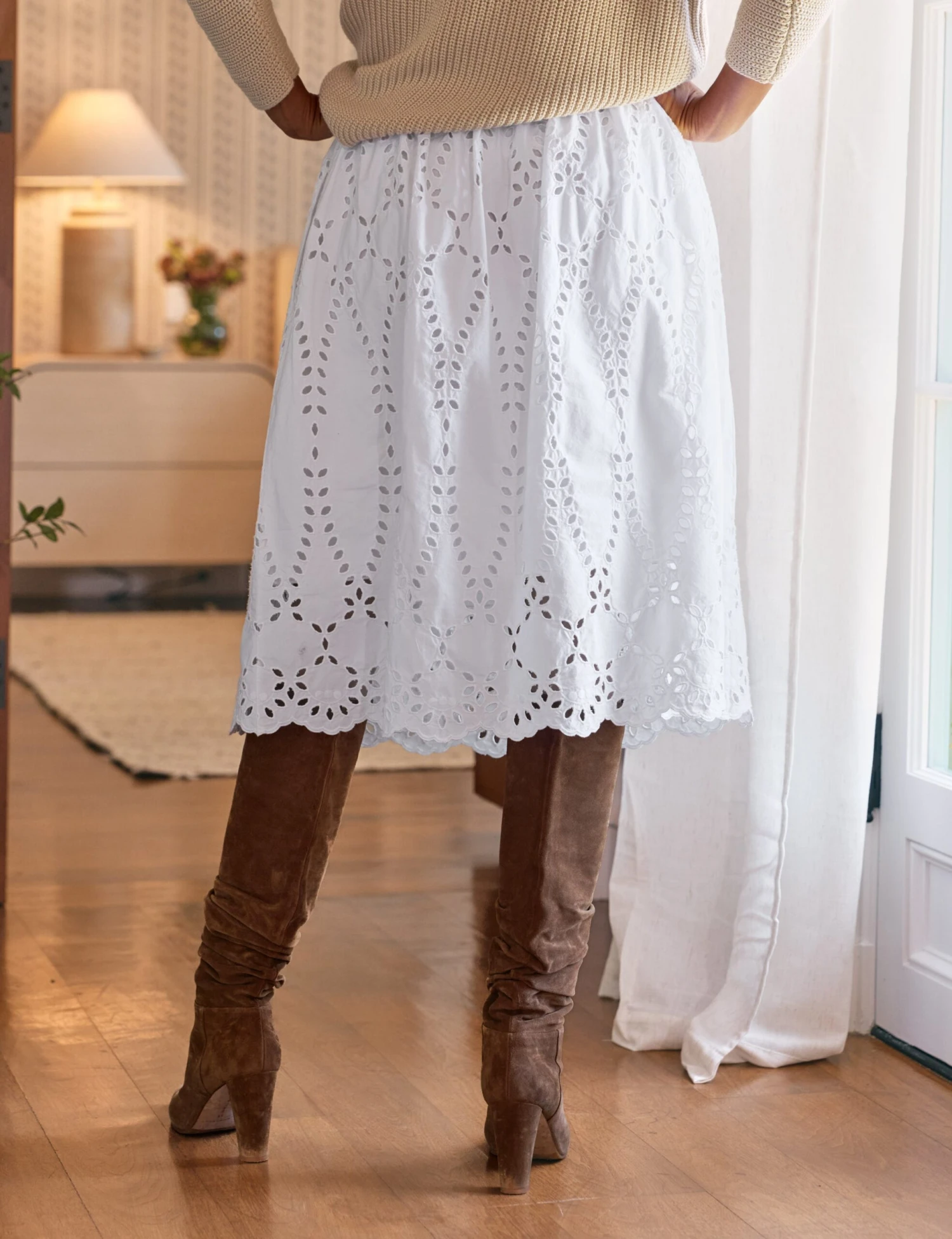 GRACE SKIRT White, Eyelet Cotton 2 GRACE SKIRT White, Eyelet Cotton - Image 2