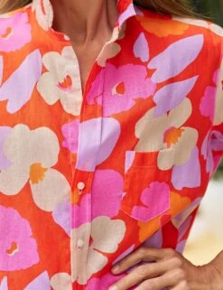 EILEEN Orange And Pink Floral, Italian Classic Linen 7 EILEEN Orange And Pink Floral, Italian Classic Linen -Frank Eileen Fashion Store 38 EILEEN LFPO WEXFORD WTL SIMONE SU25 JUNE 3845 sRGB