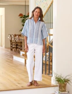 ROSIE Blue Multi Stripe, Italian Classic Linen -Frank Eileen Fashion Store 39 ROSIE MSTB WEXFORD WTL SIMONE SU25 JULY 2760 sRGB