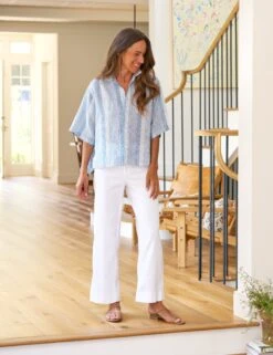 ROSIE Blue Multi Stripe, Italian Classic Linen -Frank Eileen Fashion Store 39 ROSIE MSTB WEXFORD WTL SIMONE SU25 JULY 2798 sRGB