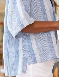 ROSIE Blue Multi Stripe, Italian Classic Linen -Frank Eileen Fashion Store 39 ROSIE MSTB WEXFORD WTL SIMONE SU25 JULY 2844 sRGB