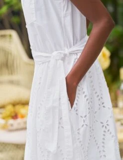 GRACE SLEEVELESS DRESS White, Eyelet Cotton 9 GRACE SLEEVELESS DRESS White, Eyelet Cotton -Frank Eileen Fashion Store 4 EYELETSLD WHTP MILAN SU25 JUNE 0728 sRGB