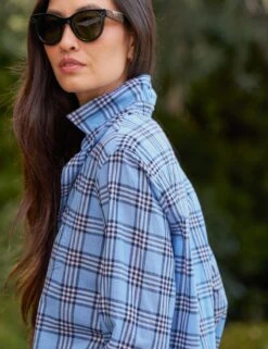 EILEEN Blue And Navy Plaid, Casual Cotton -Frank Eileen Fashion Store 46 WATERFORD NAVY EILEEN BNCB Jessica Mau 24SP 5363 sRGB