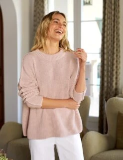 MONTECITO SWEATER Vintage Rose, Pure Italian Cotton