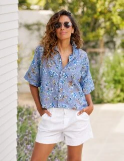 ROSIE Blue Floral, Italian Classic Linen