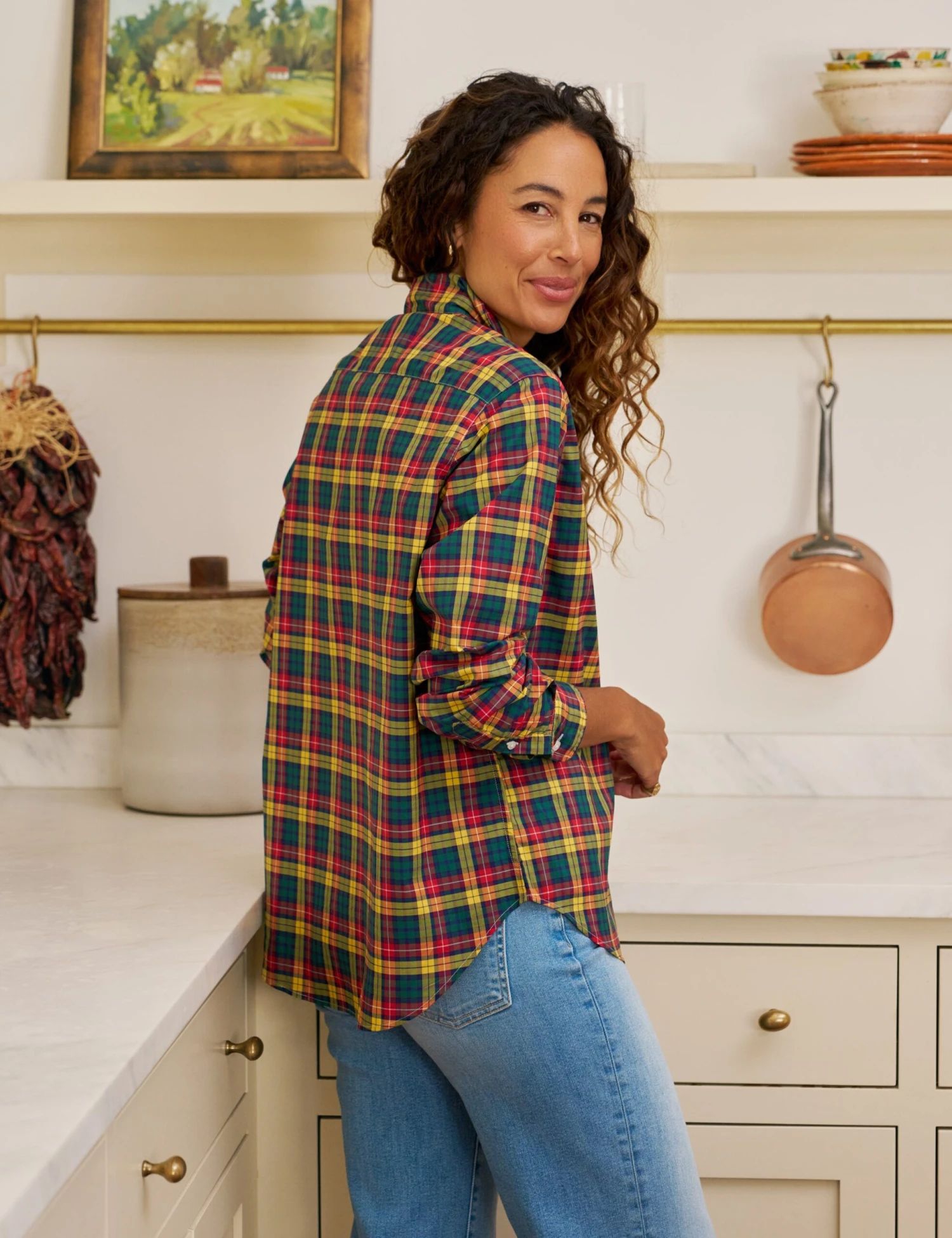 EILEEN Yellow And Red Plaid, Italian Classic Poplin 2 EILEEN Yellow And Red Plaid, Italian Classic Poplin - Image 2