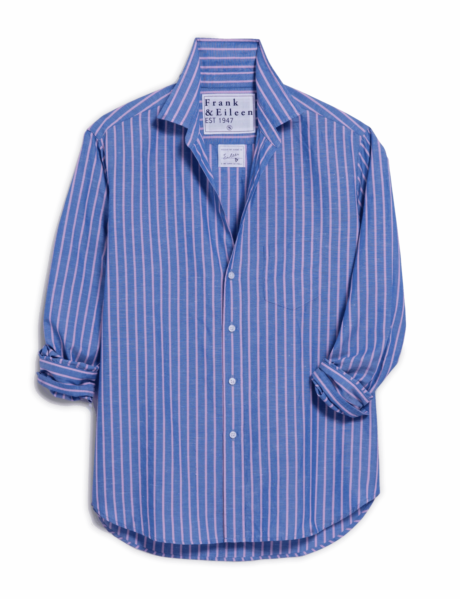 EILEEN Bright Blue And Pink Stripe, Italian Cotton 1 EILEEN Bright Blue And Pink Stripe, Italian Cotton