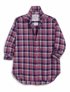 EILEEN White And Black With Red Plaid, Italian Flannel -Frank Eileen Fashion Store EILEEN WBRP 01 1