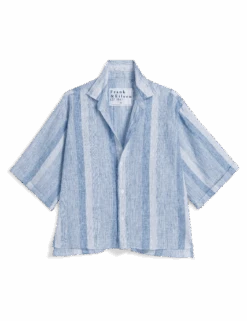 ROSIE Blue Multi Stripe, Italian Classic Linen -Frank Eileen Fashion Store ROSIE MSTB 01
