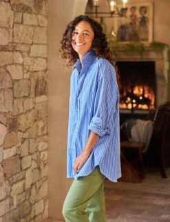 SHIRLEY Blue With White Stripe, Superluxe -Frank Eileen Fashion Store SHIRLEY BWSD Exclusive Paloma Jonas 23FA 2354 sRGB