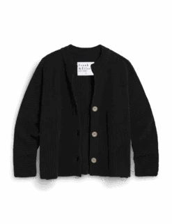 MONTECITO CARDIGAN Black, Pure Italian Cotton -Frank Eileen Fashion Store SWEATER04 BLKK SP25 01 1