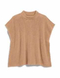 MONTECITO VEST Camel, Pure Italian Cotton -Frank Eileen Fashion Store SWEATER05 CAMK FRONT
