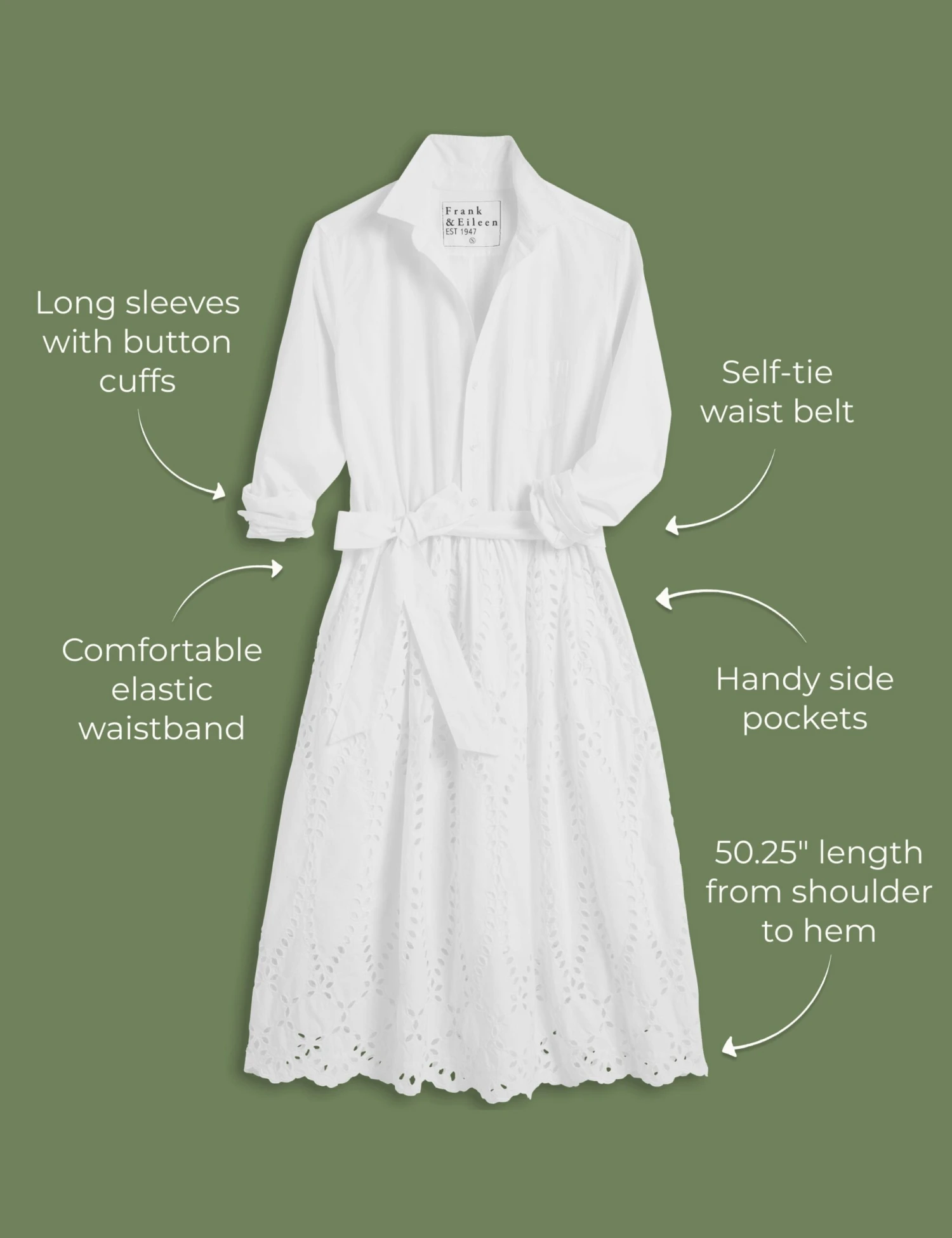 GRACE DRESS White, Eyelet Cotton 7 GRACE DRESS White, Eyelet Cotton - Image 7